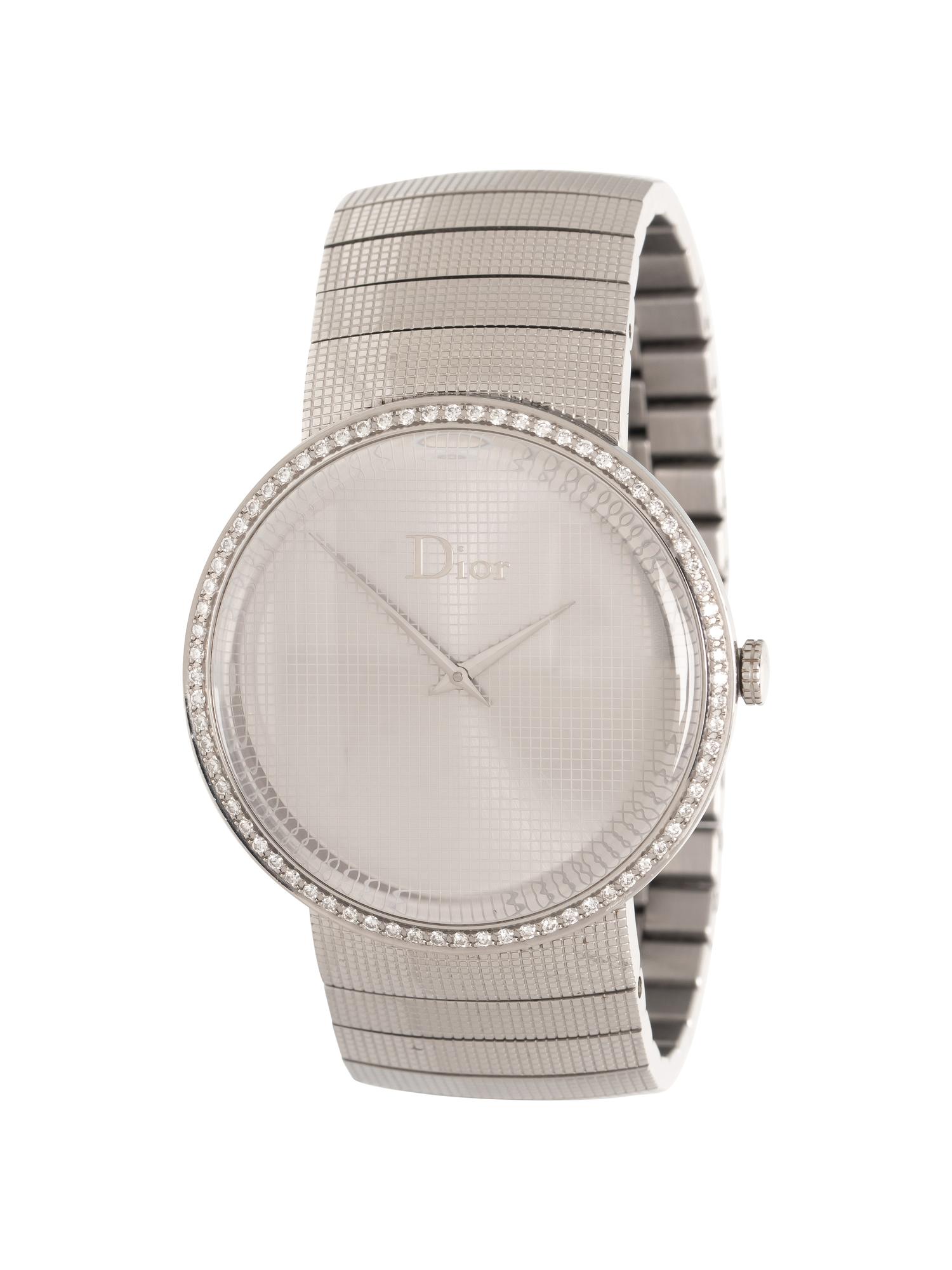 DIOR, STAINLESS STEEL AND DIAMOND 'LA D DE DIOR' WATCH