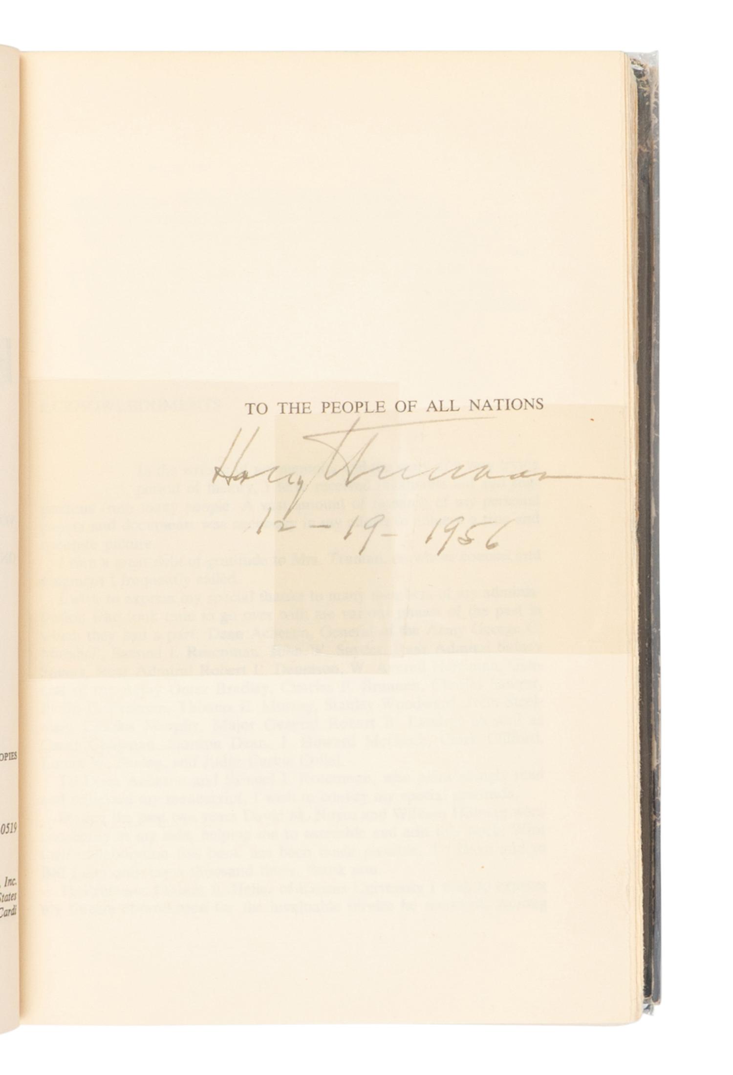 TRUMAN, Harry S. (1884-1972). An archive of materials relating to his presidency and legacy, comprising: