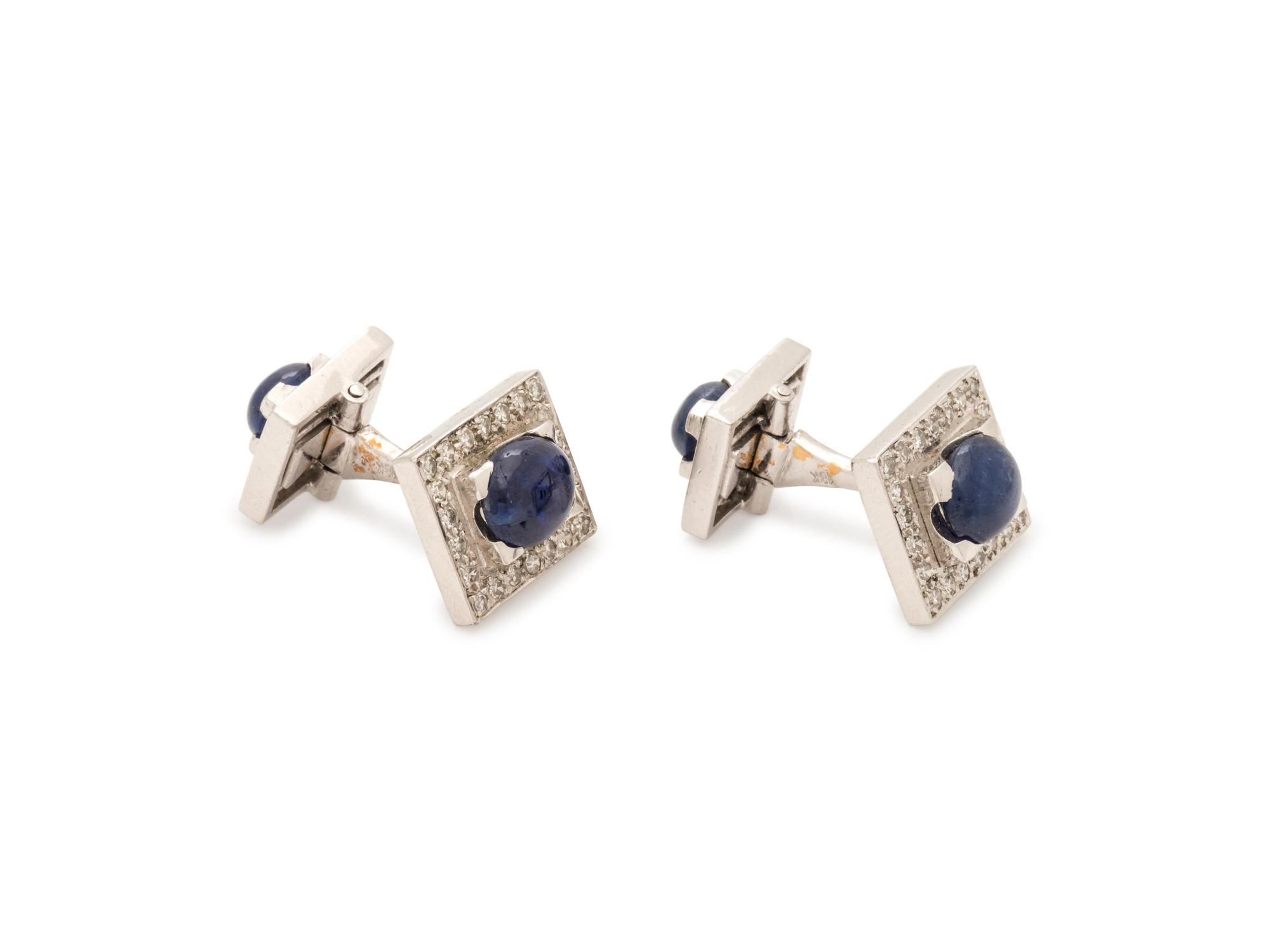 SAPPHIRE AND DIAMOND CUFFLINKS