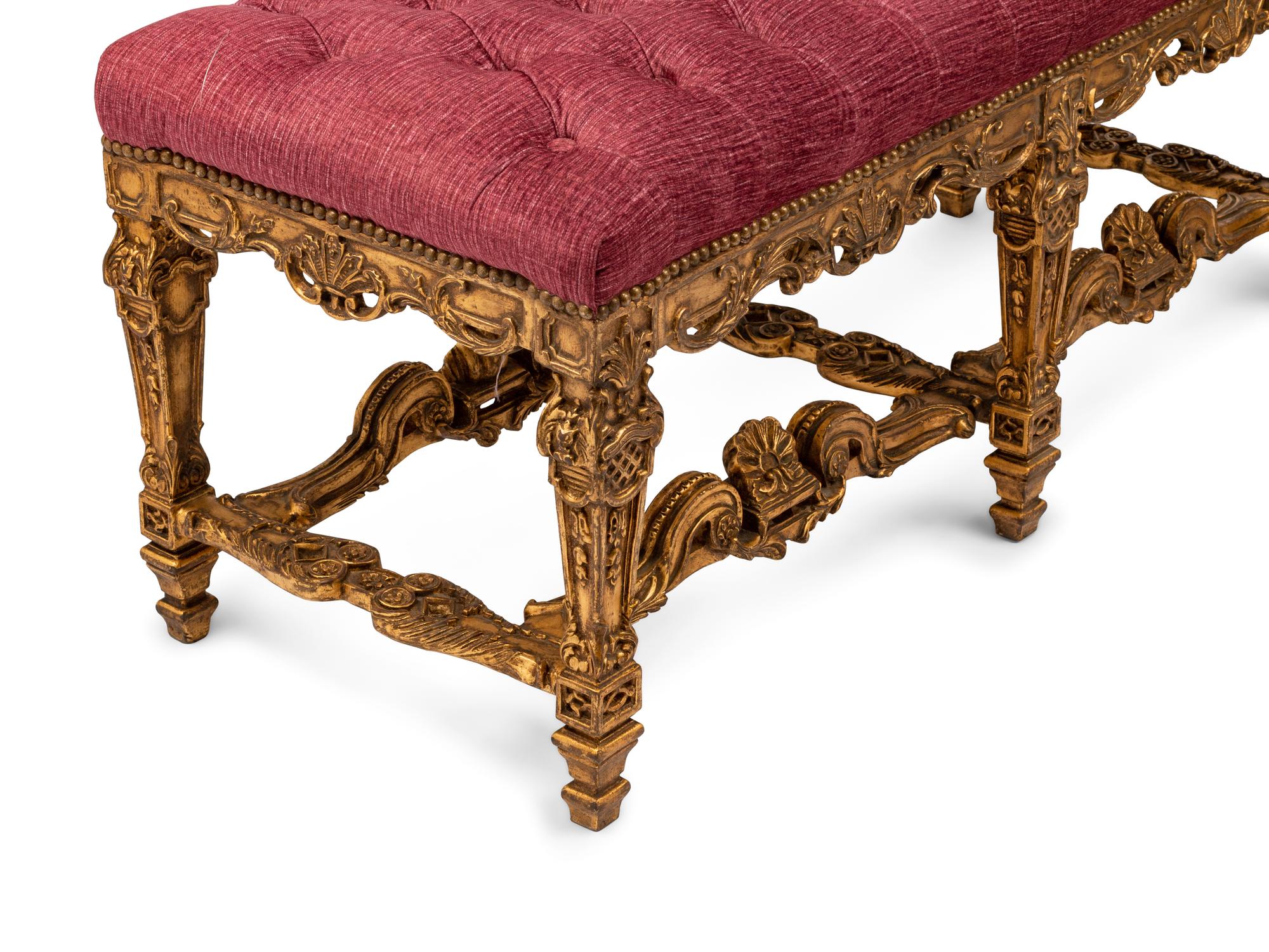 A Pair of Louis XIV Style Giltwood Benches
