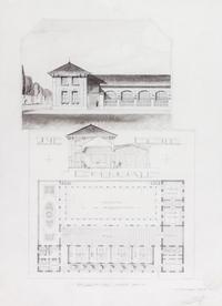 Two French Architectural Renderings Height overall 21 x width 18 inches.