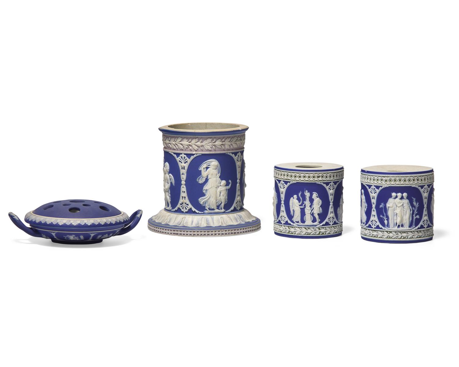 A Group of Wedgwood Jasperware Desk Articles