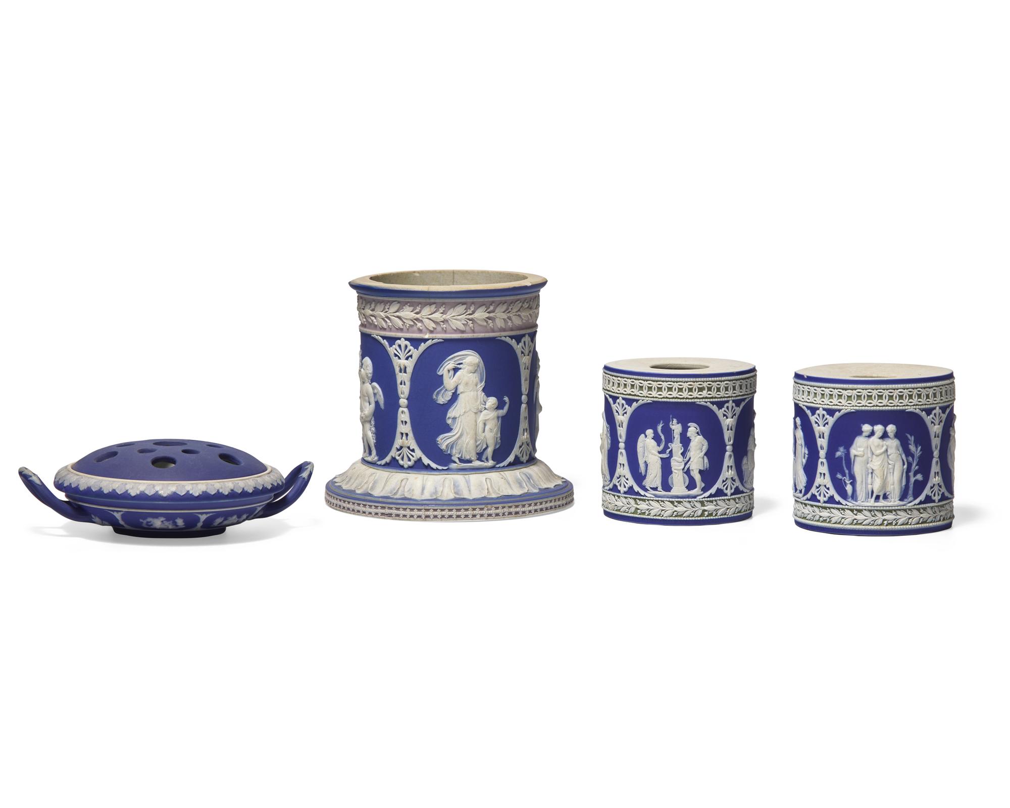A Group of Wedgwood Jasperware Desk Articles