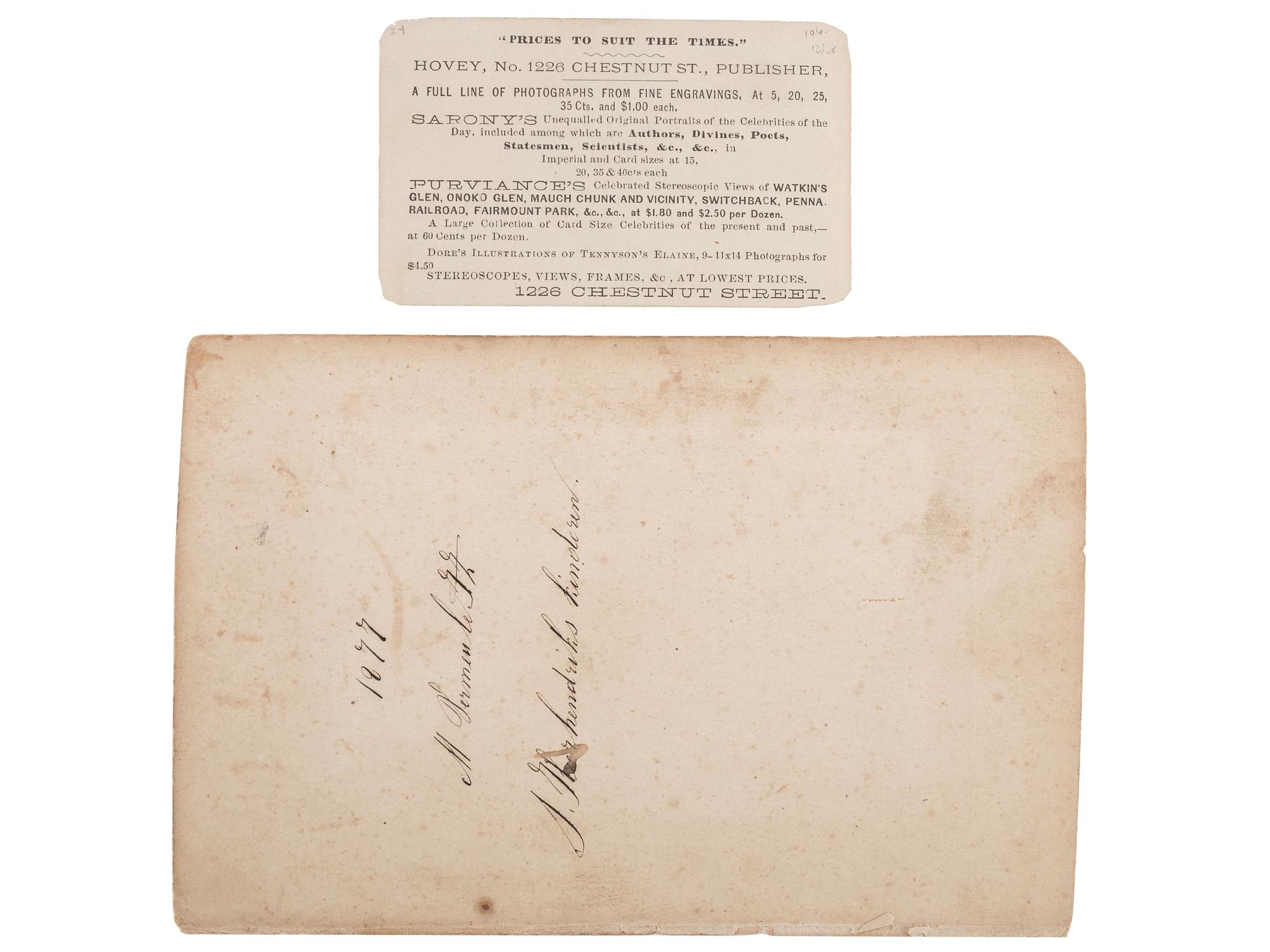 [MUSIC]. Two albumen photographs of the Fisk Jubilee Singers, comprising: