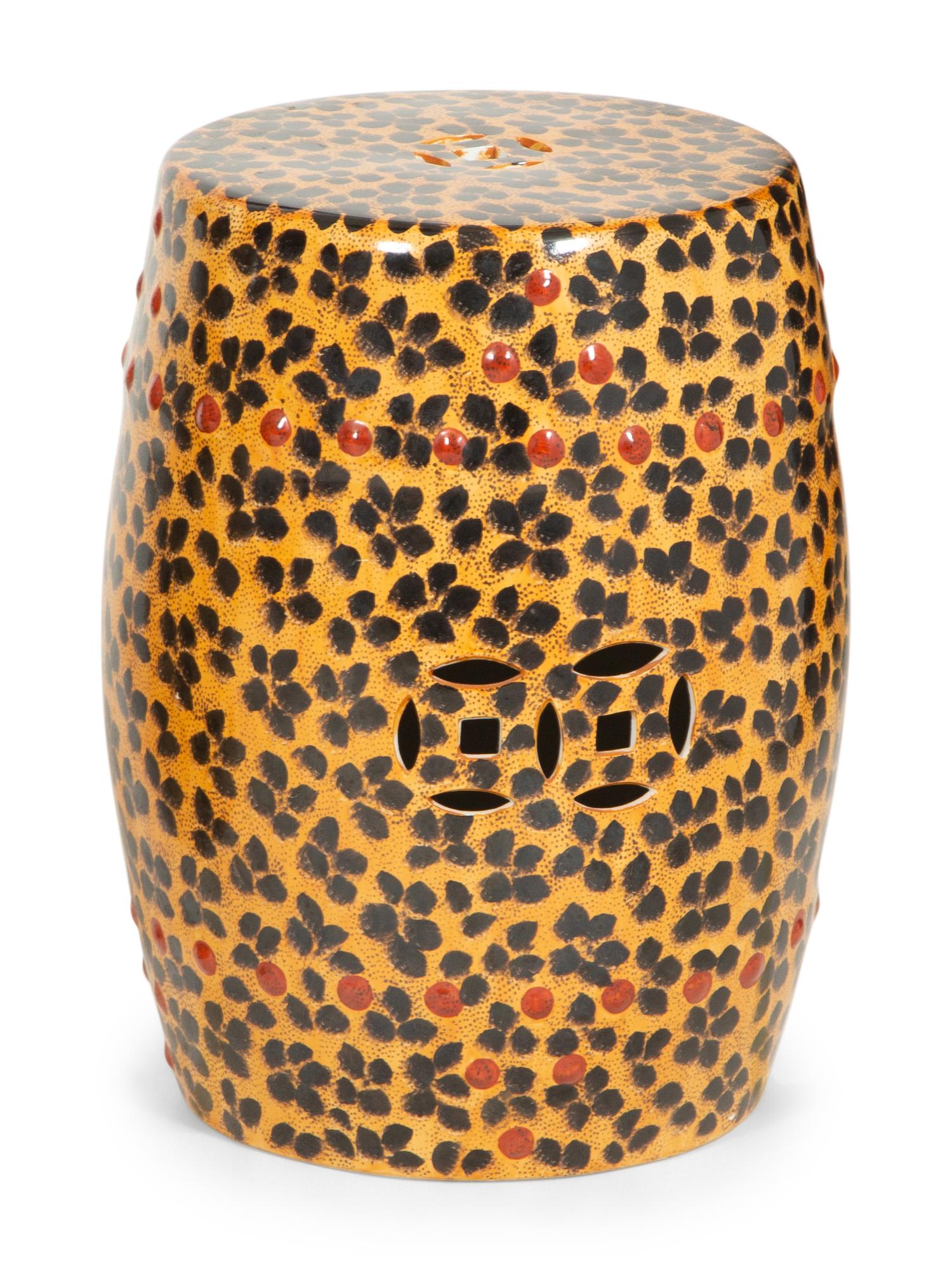 Four Leopard Print Glazed Ceramic Garden Seats