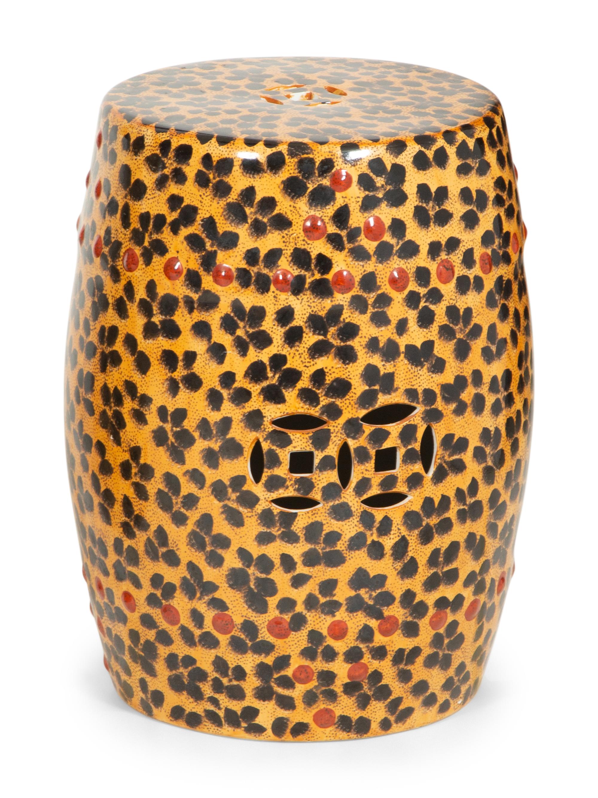 Four Leopard Print Glazed Ceramic Garden Seats