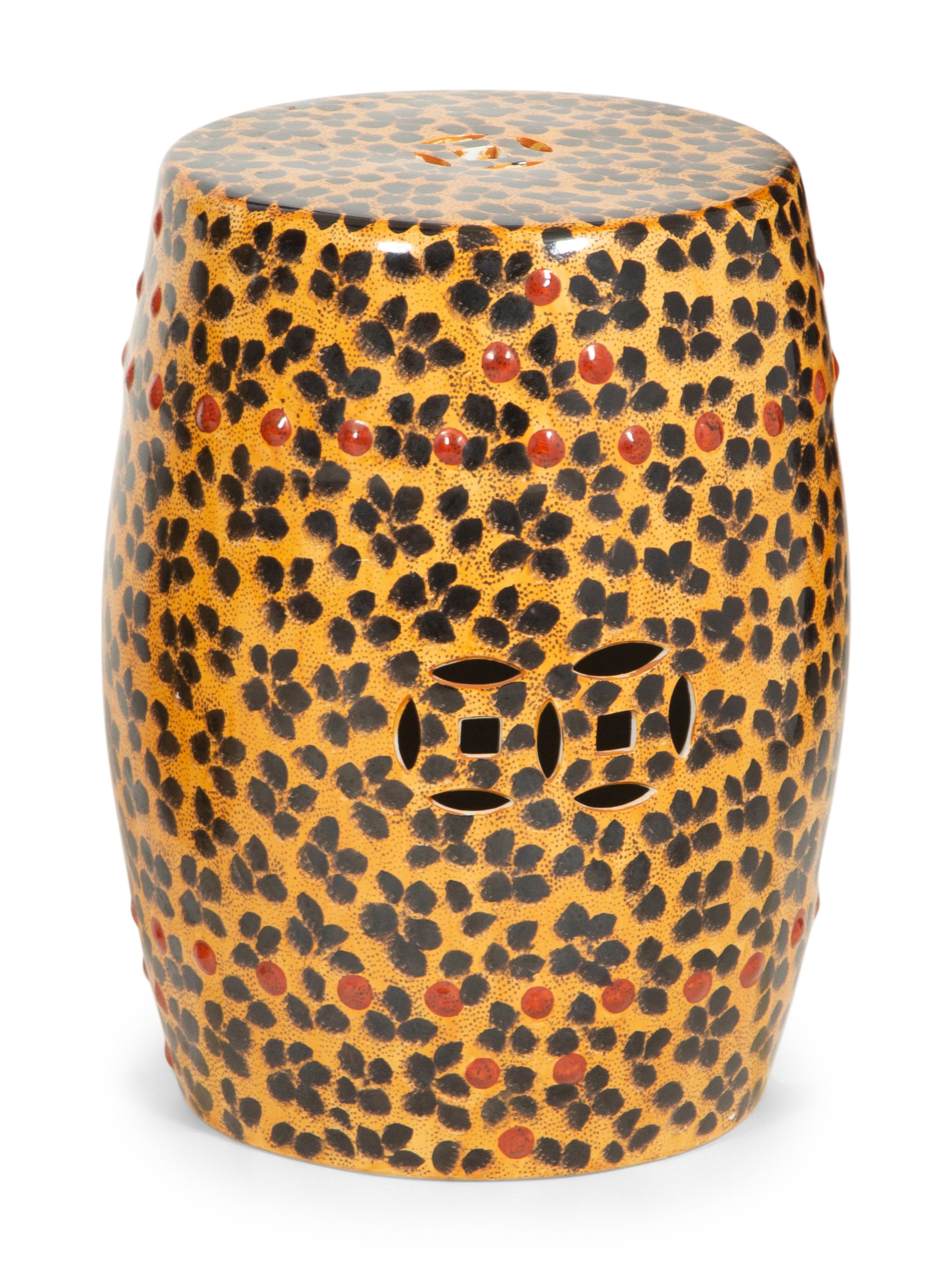 Four Leopard Print Glazed Ceramic Garden Seats