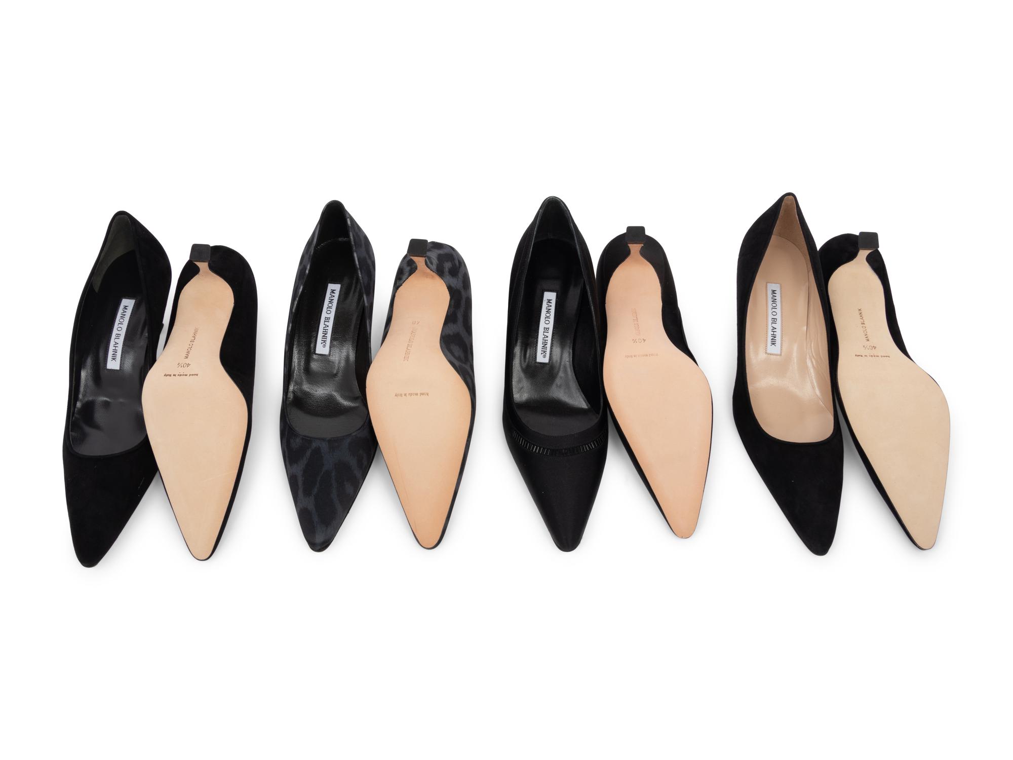 Four Pairs of Unworn Black Monolo Blahnik Shoes