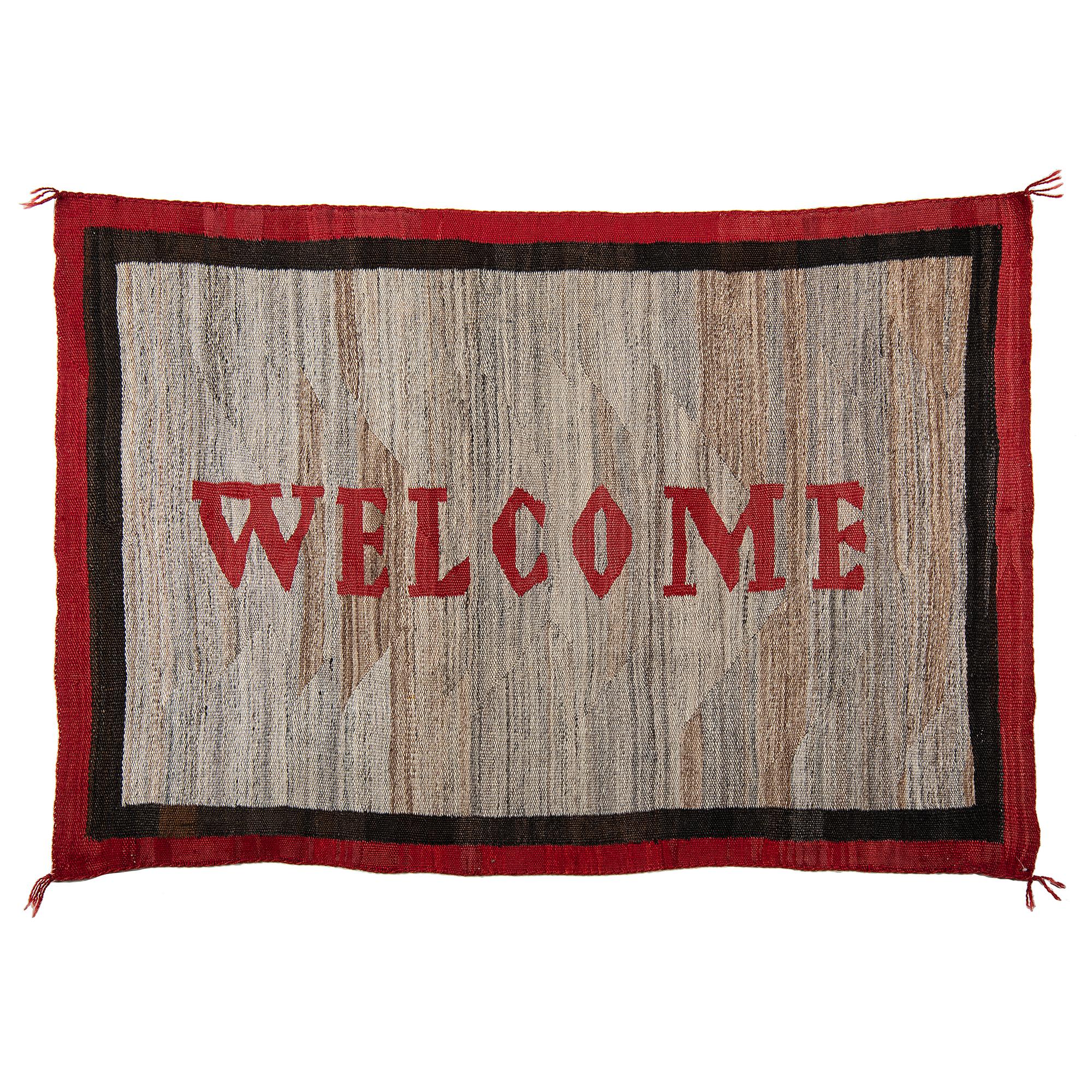 Navajo Pictorial Weaving, Welcome Rug