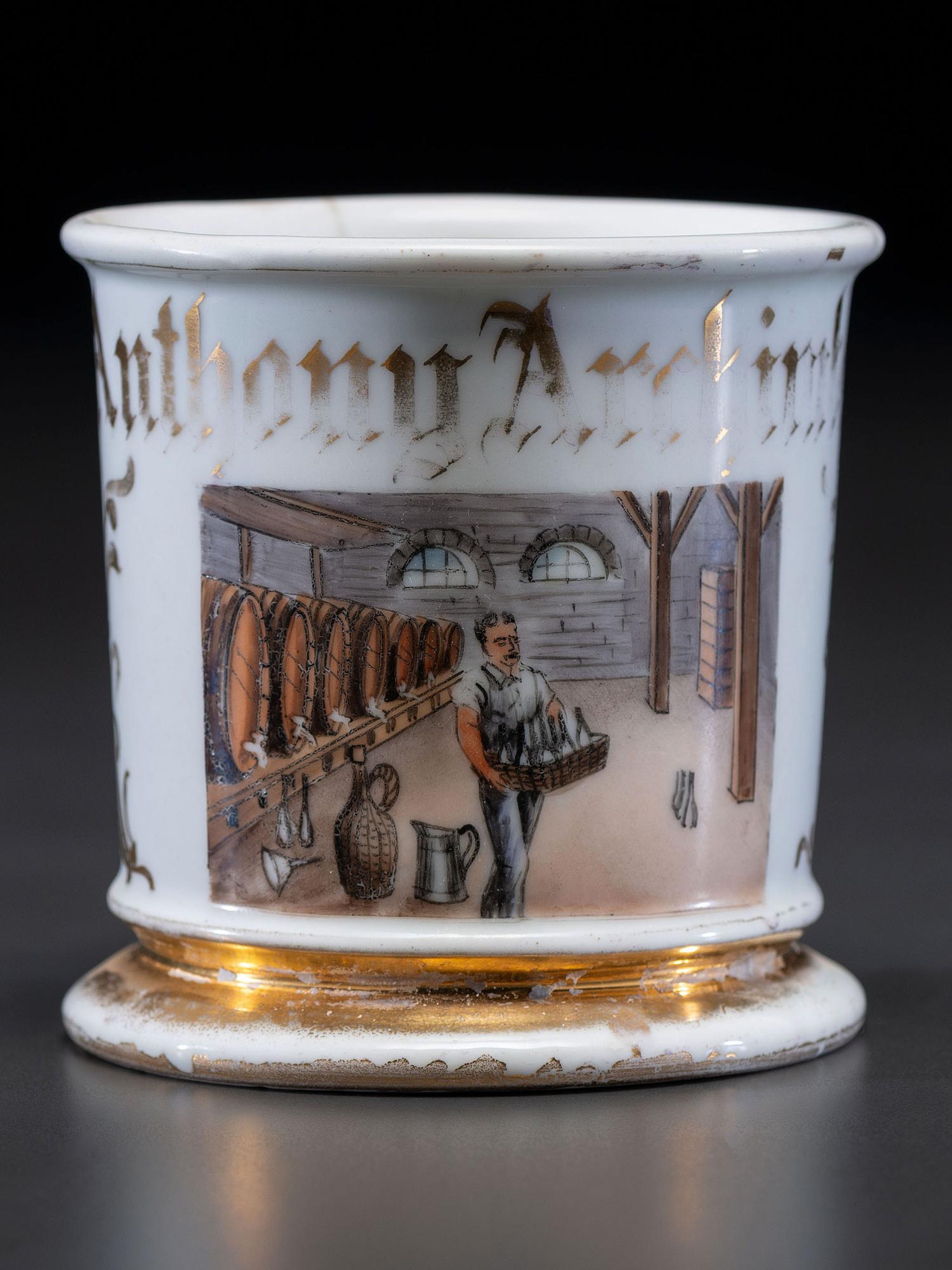 A Wine Maker's Porcelain Occupational Shaving Mug