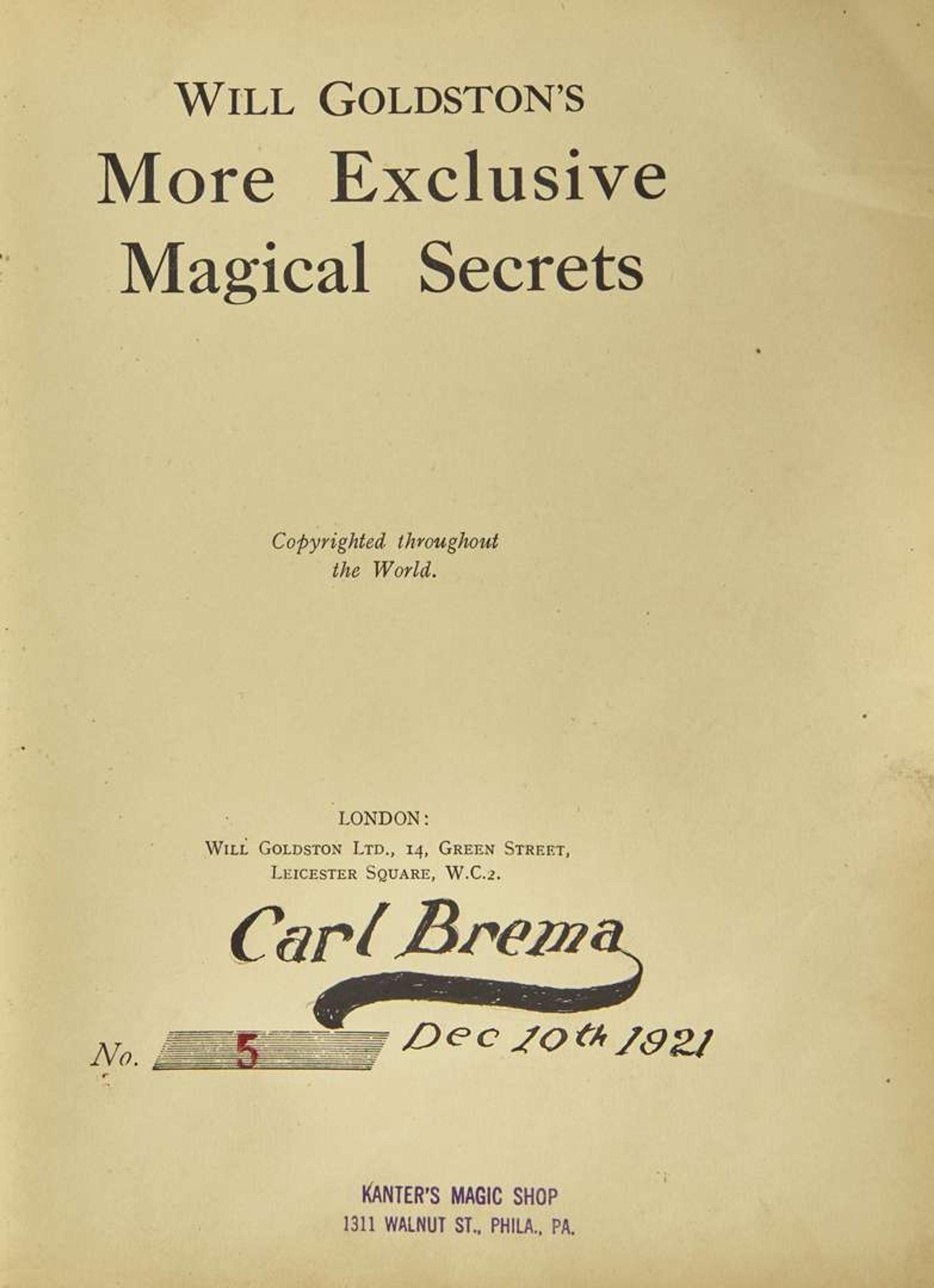 [Magic] Goldston, Will: Will Goldston's More Exclusive Magical Secrets