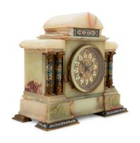 A French Onyx and Champlevé Mantel Clock