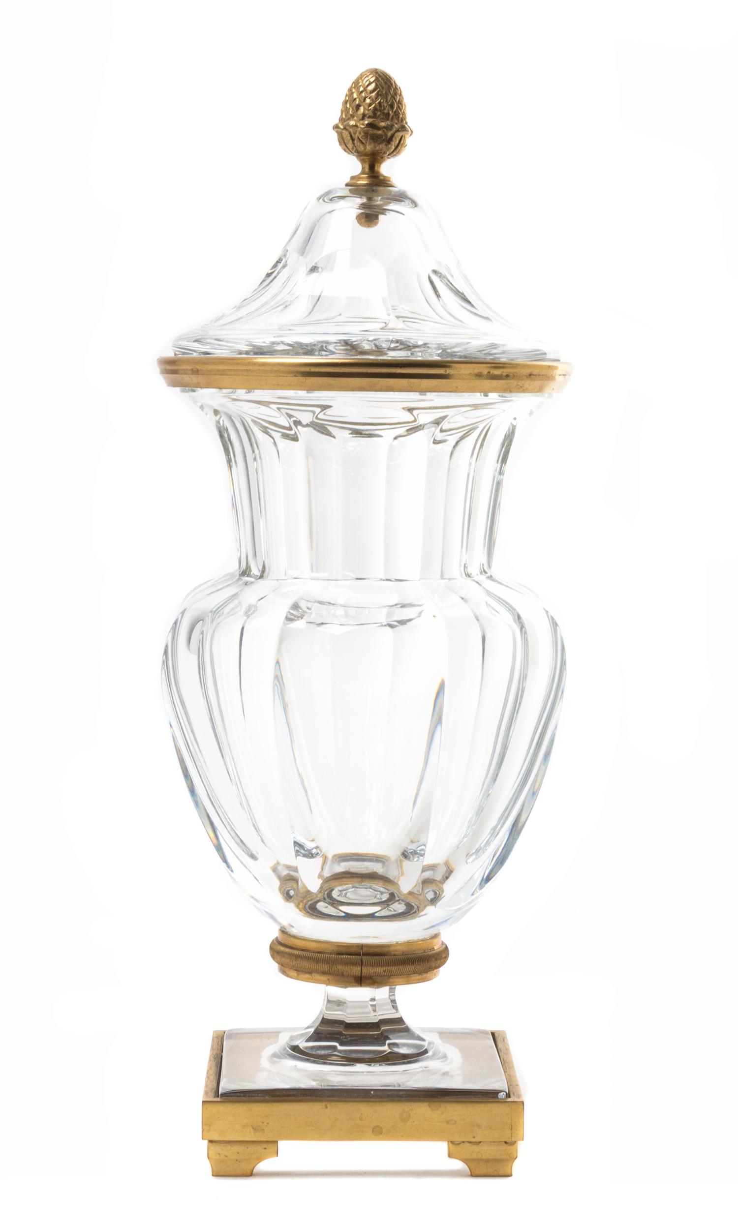 A Baccarat Gilt Bronze Mounted Glass Urn Height 12 1/2 inches. — 20TH CENTURY