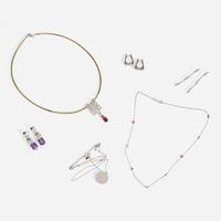 A Collection of White Gold and Gemstone Jewelry