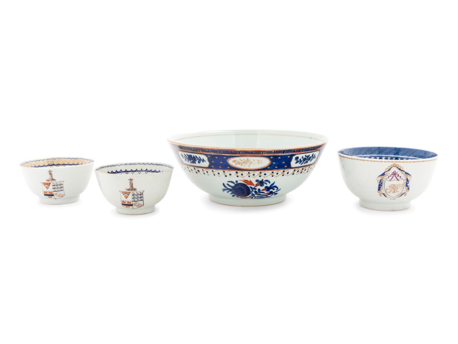 Four Chinese Export Porcelain Bowls