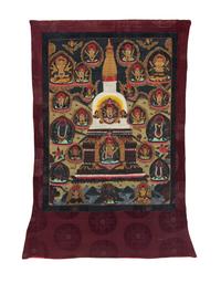 A Tibetan Thangka: Buddha in a Stupa