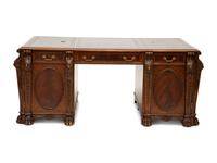 A George III Style Flame Mahogany Partners Desk