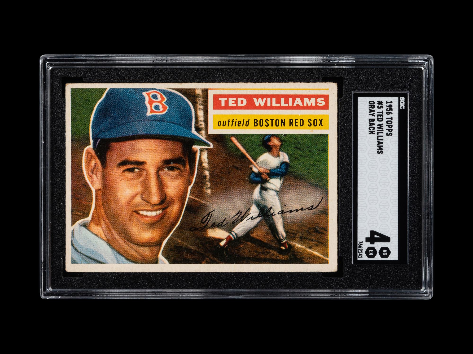 A 1956 Topps Ted Williams Baseball Card No. 5 Gray Back (SGC 4 VG/EX)