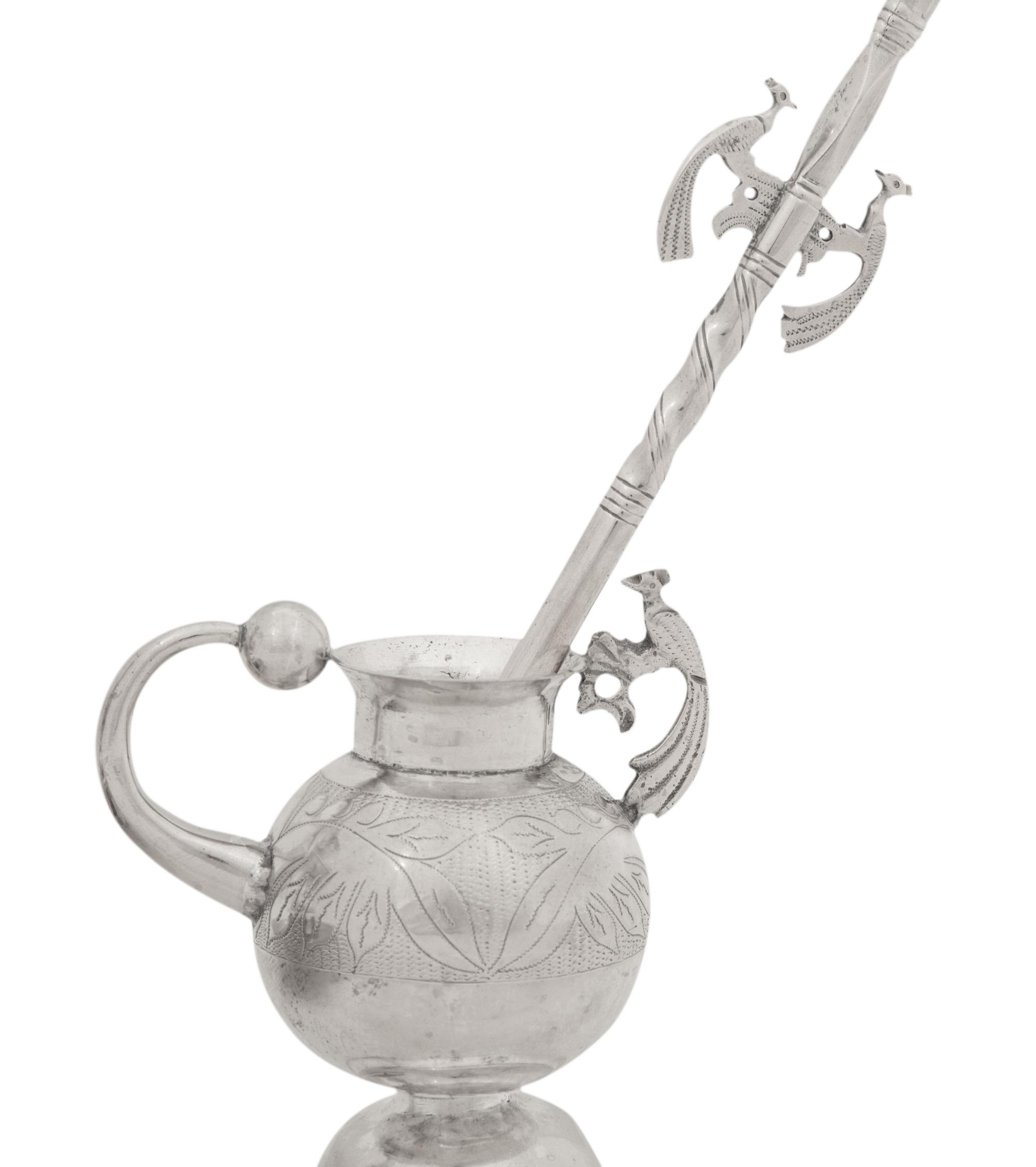 Two Chilean Silver Mate Pots