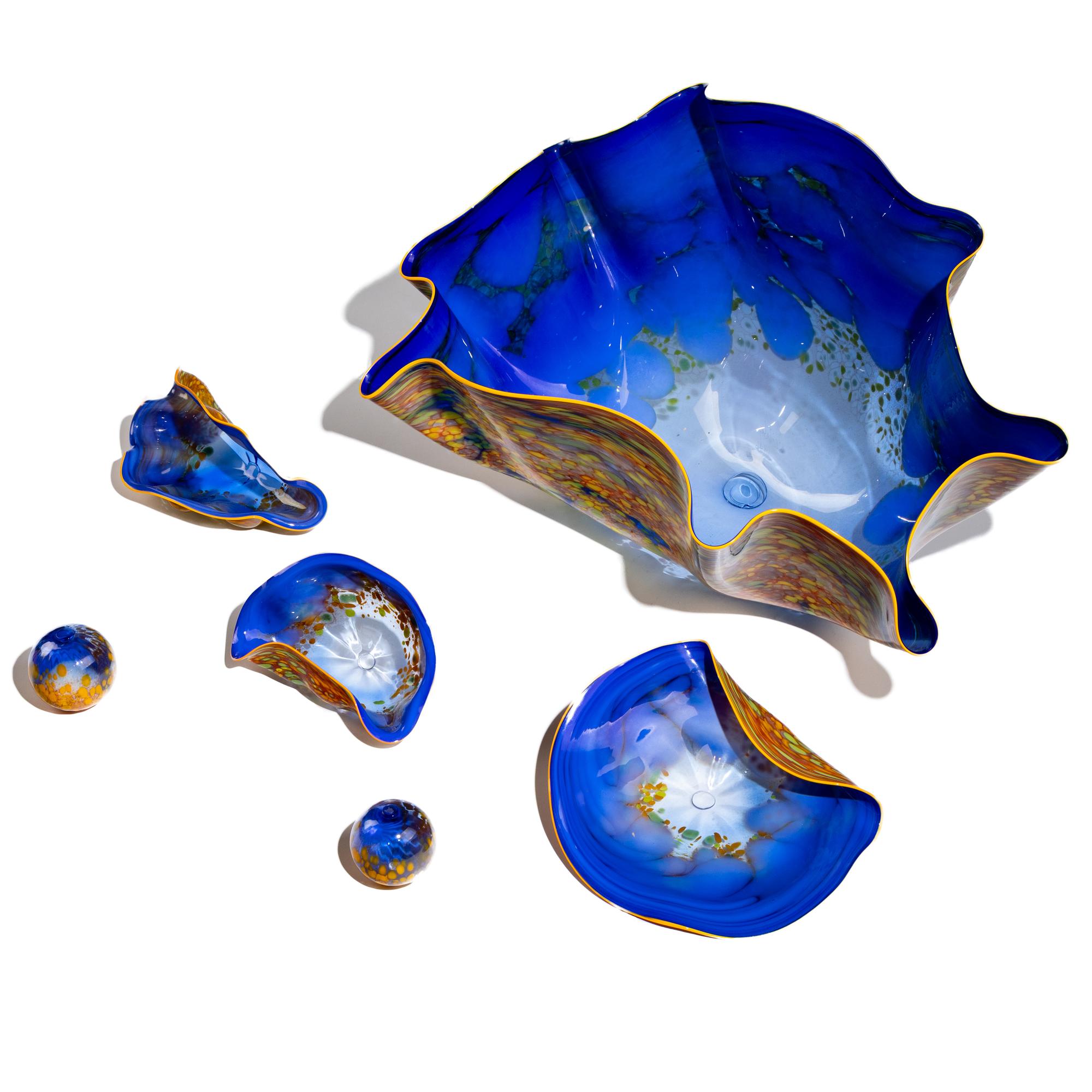 Blue Macchia Seaform Set with Yellow Lip Wraps, 1986