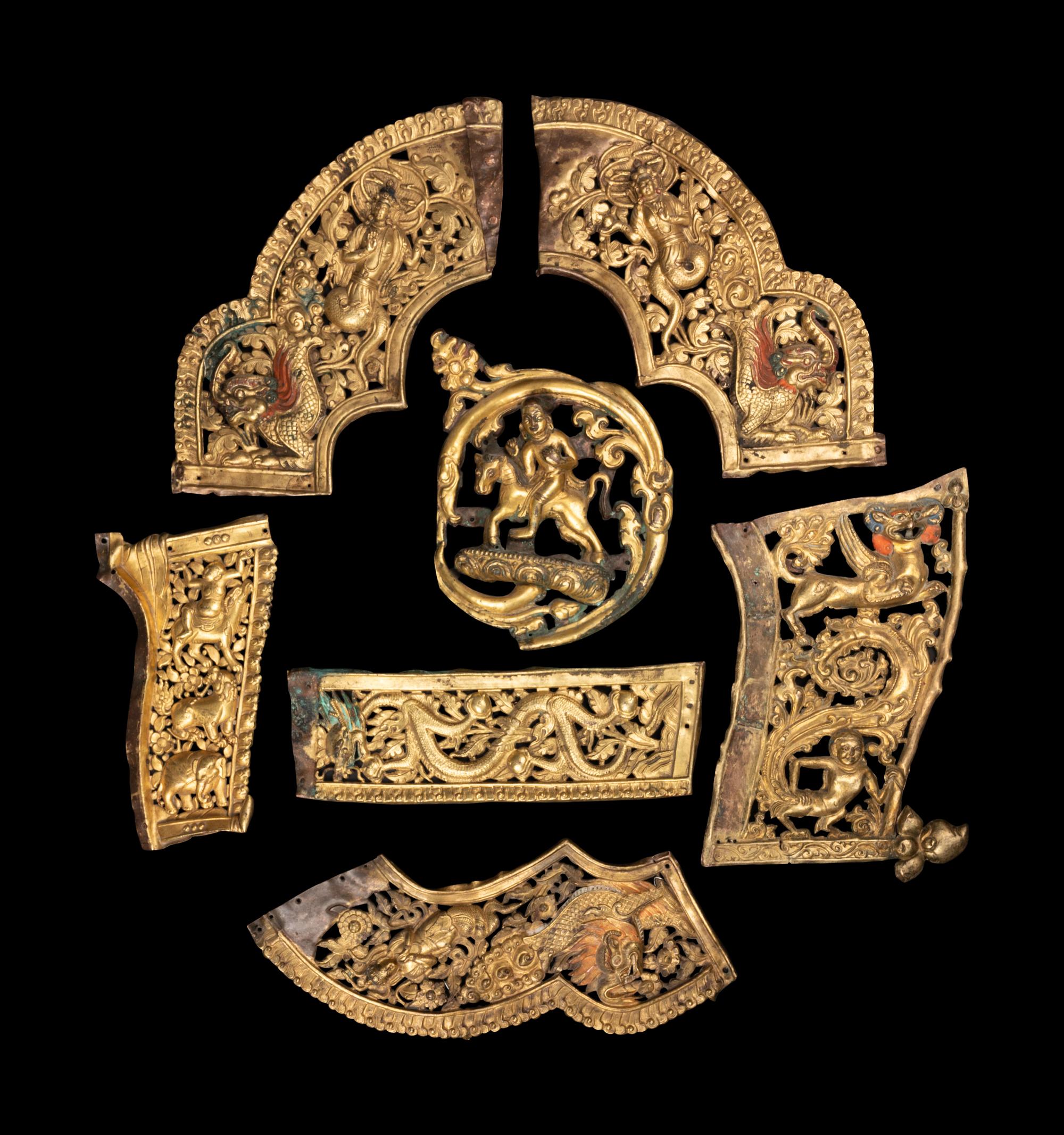 A Large Gilt Bronze Repoussé Mandala