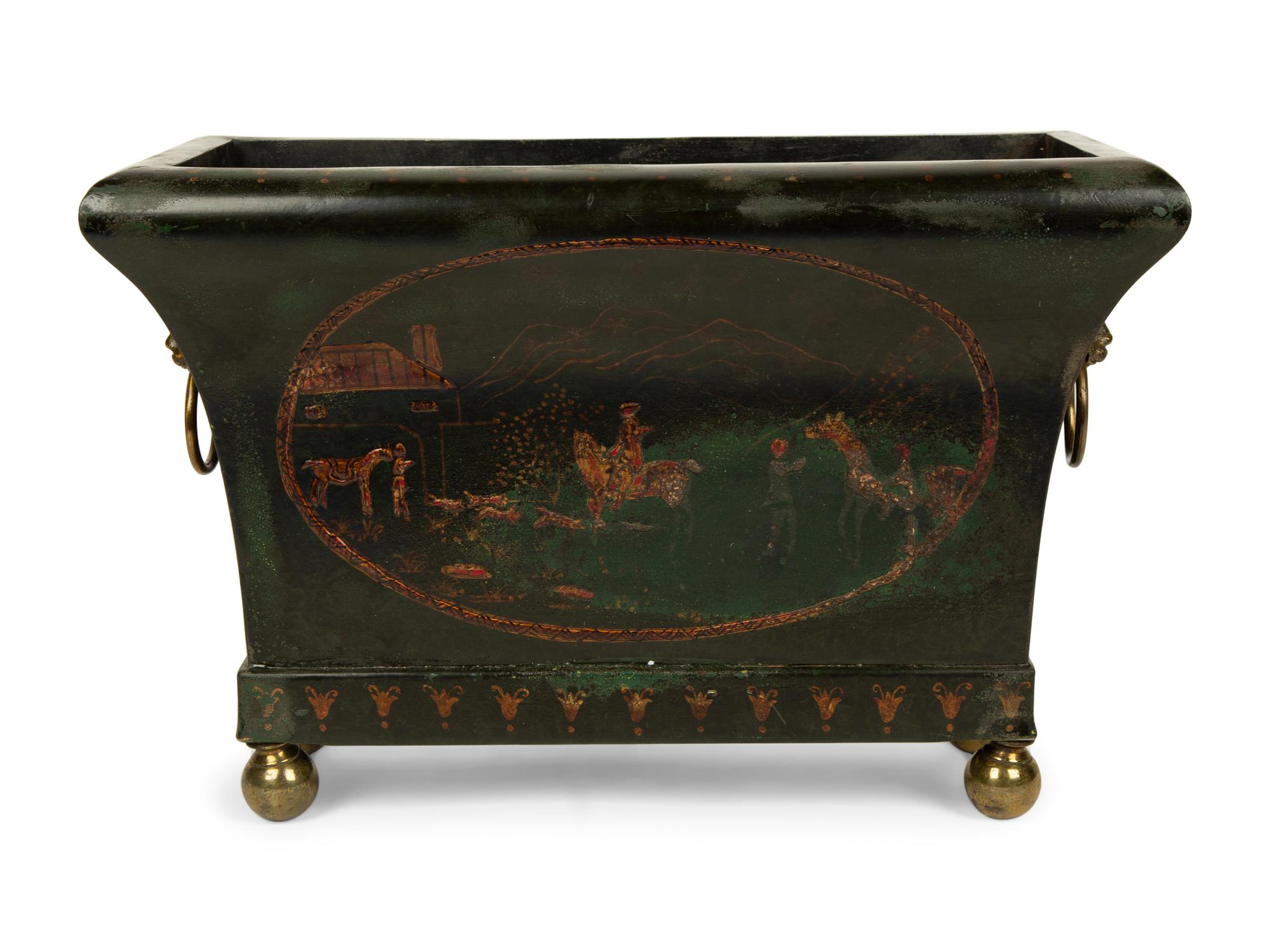 A French Japanned Tole Jardiniere