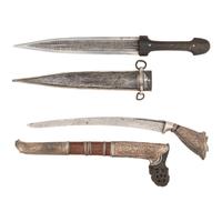 Lot of Silver Mounted Daggers Including: Caucasian Kindjal and Malayan Bade Bade