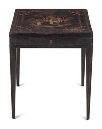 A Chinese Export Lacquered Box on a Later Stand