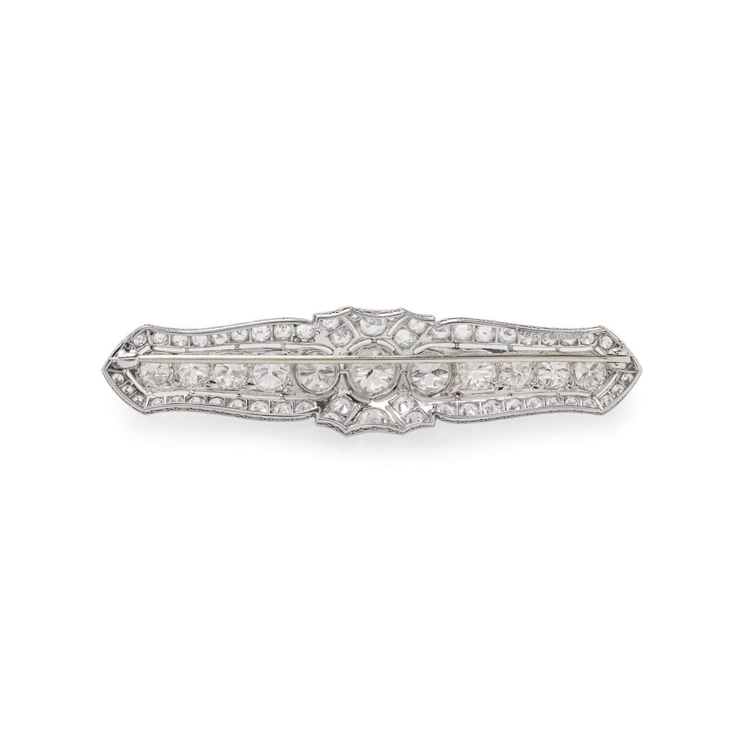J.E. CALDWELL & CO., ANTIQUE PLATINUM AND DIAMOND BAR PIN