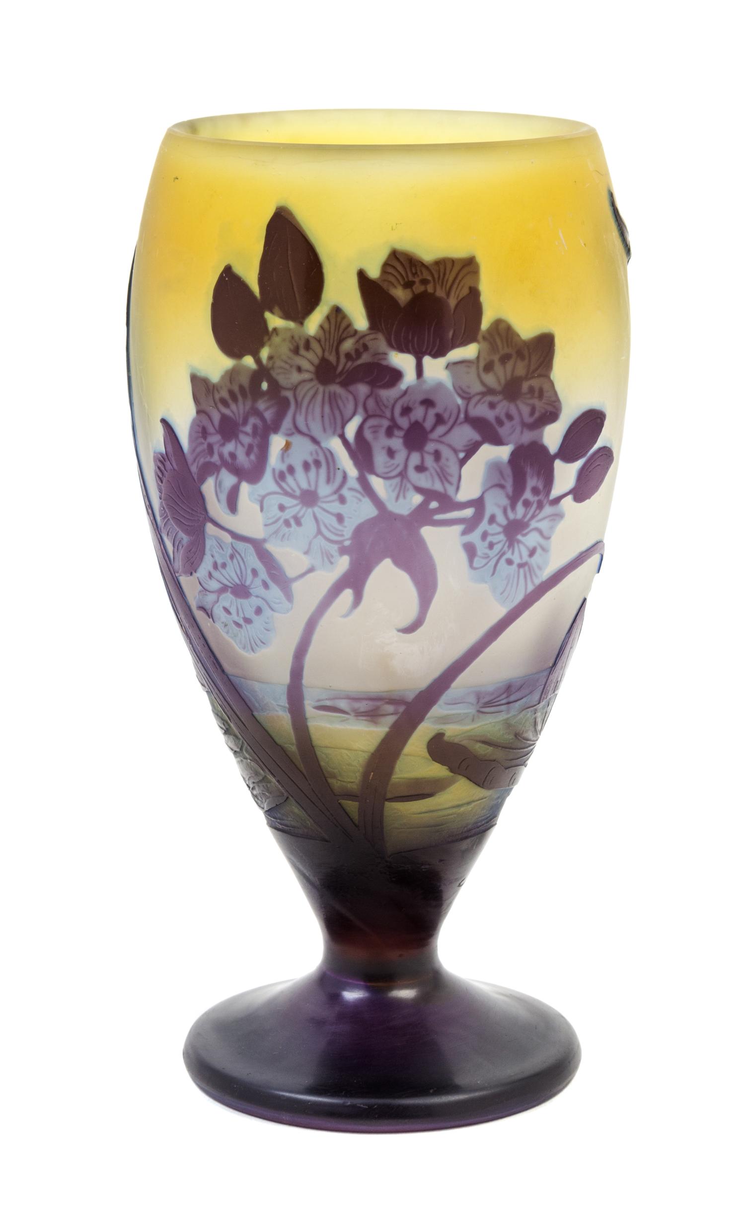 A Galle Cameo Glass Vase Height 7 1/4 inches.