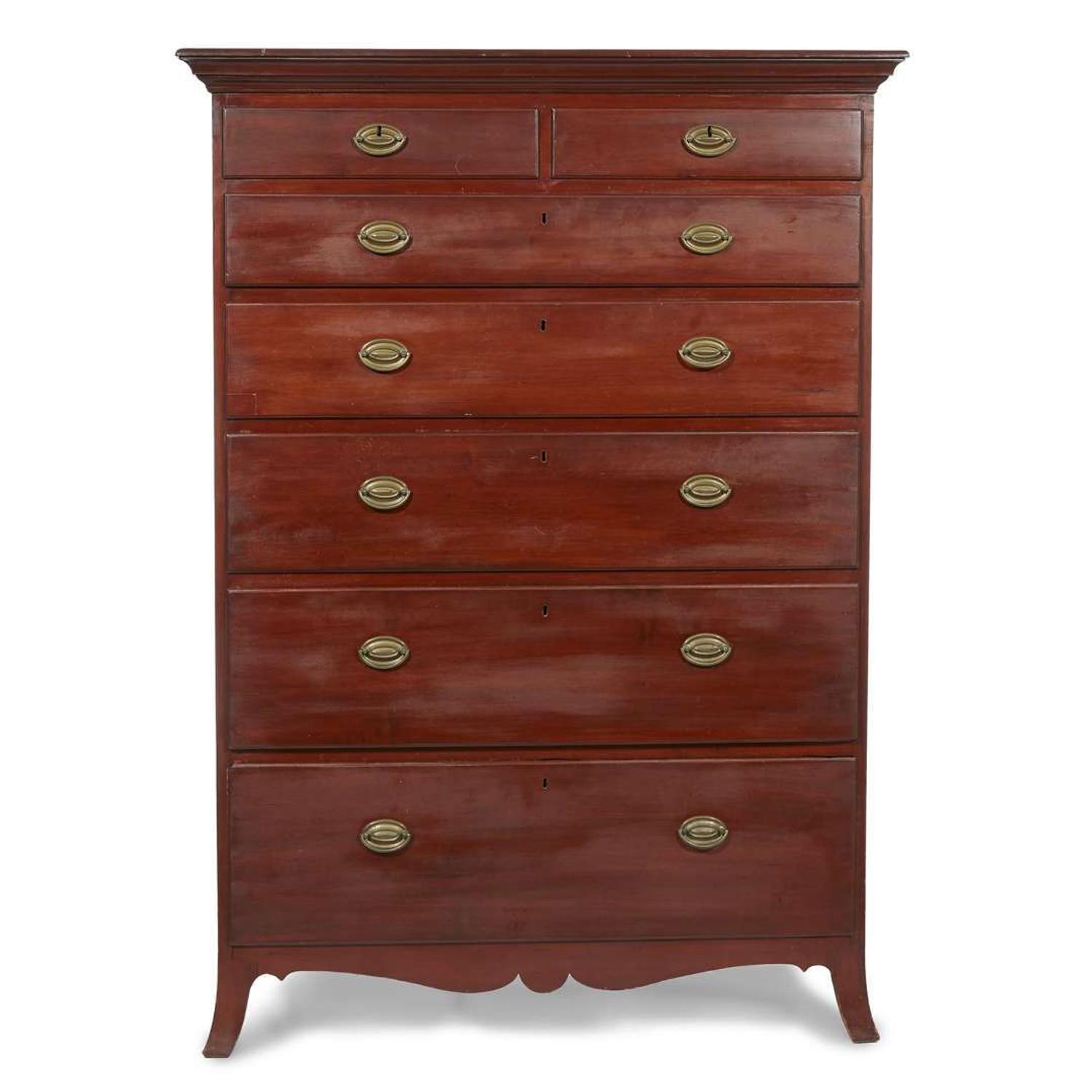 Federal cherrywood tall chest circa 1800