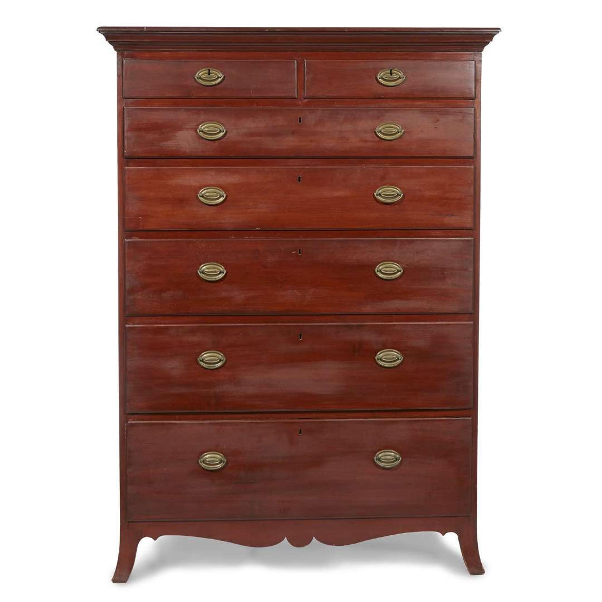 Federal cherrywood tall chest circa 1800