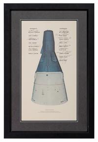 [SPACE EXPLORATION]. Gemini Spacecraft . Lithograph signed by Gemini and Mercury astronauts.