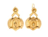 A Pair of Victorian Yellow Gold Earrings, 4.60 dwts.