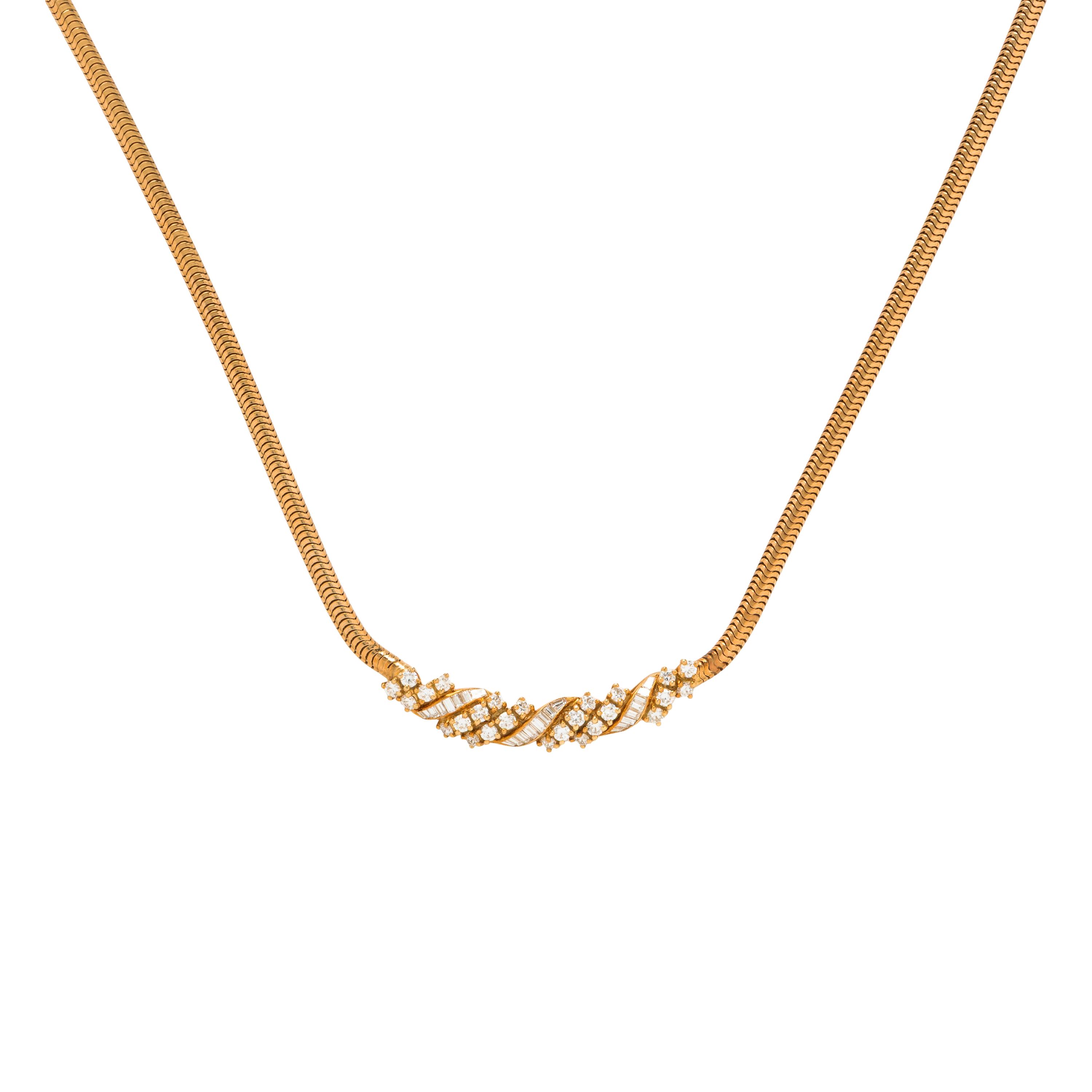 Yellow Gold and Diamond Necklace and Bracelet
