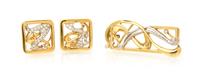 A 14 Karat Gold and Diamond Demi Parure, 22.20 dwts.