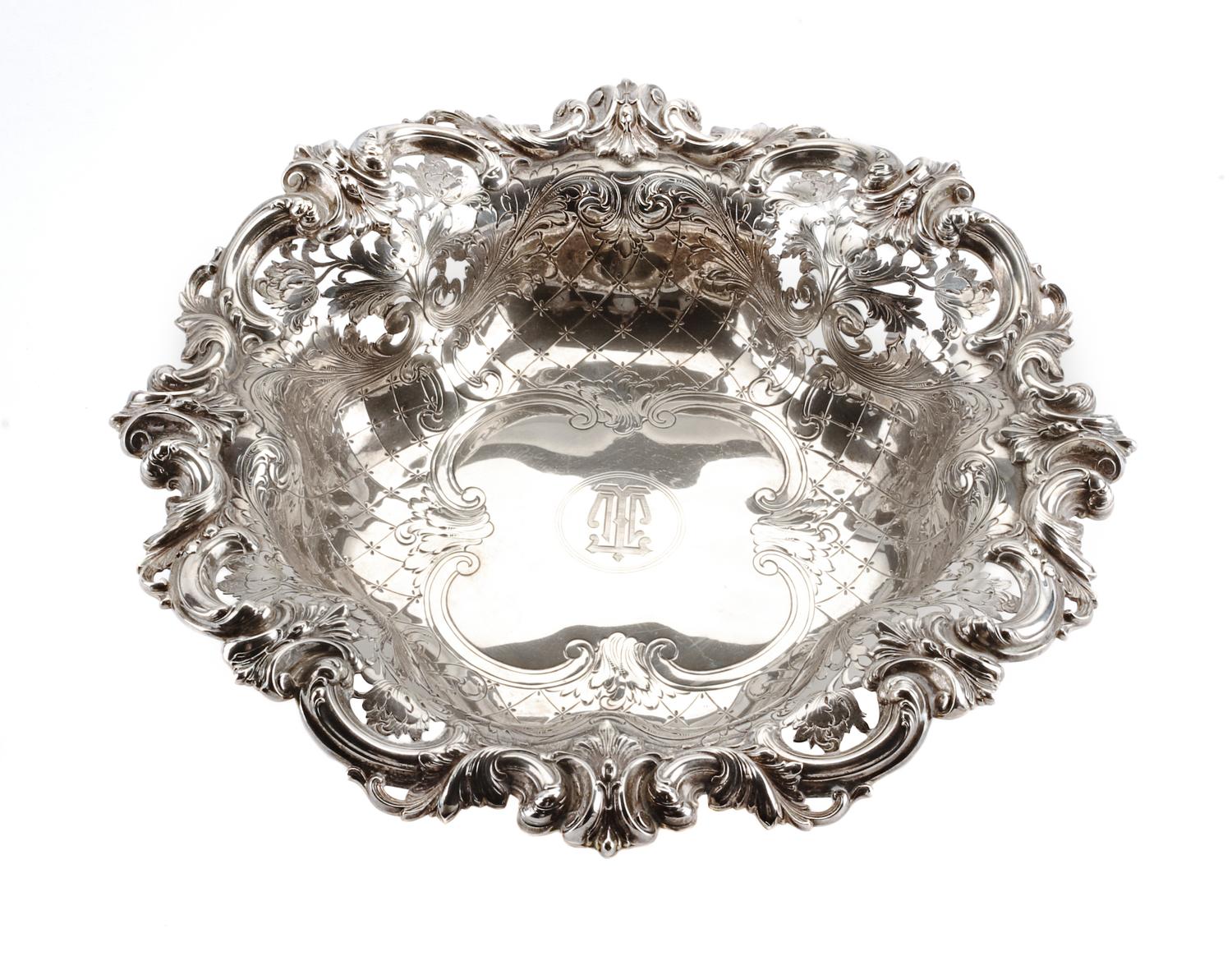 An American Silver Bowl, Frank W. Smith Silver Co., Gardner, MA, Late 19th/Early 20th Century, having a foliate and C-scroll decorated