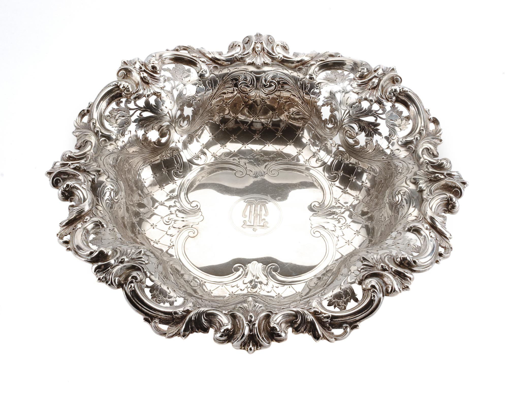 An American Silver Bowl, Frank W. Smith Silver Co., Gardner, MA, Late 19th/Early 20th Century, having a foliate and C-scroll decorated
