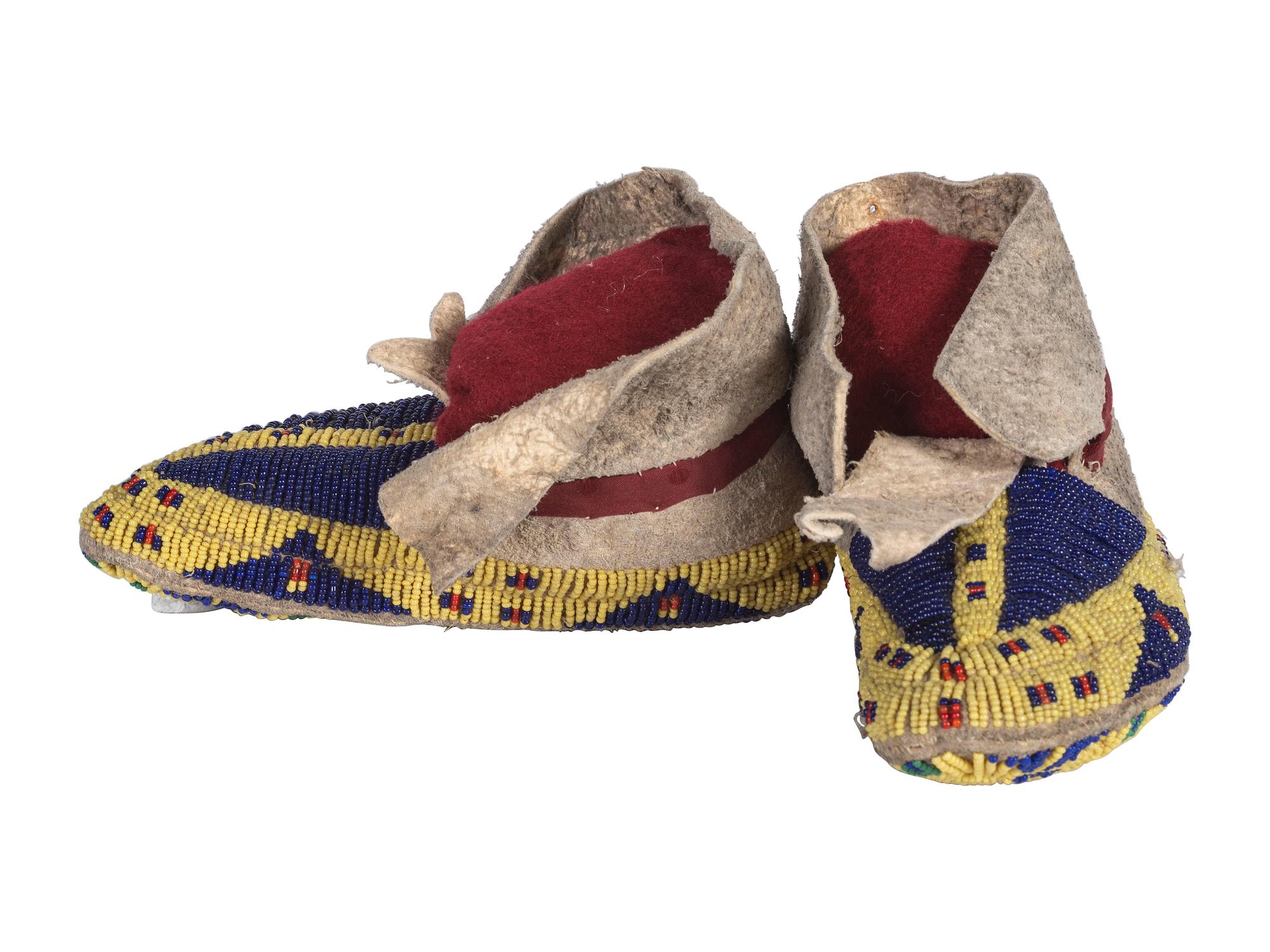 Sioux Child's Fully Beaded Hide Moccasins