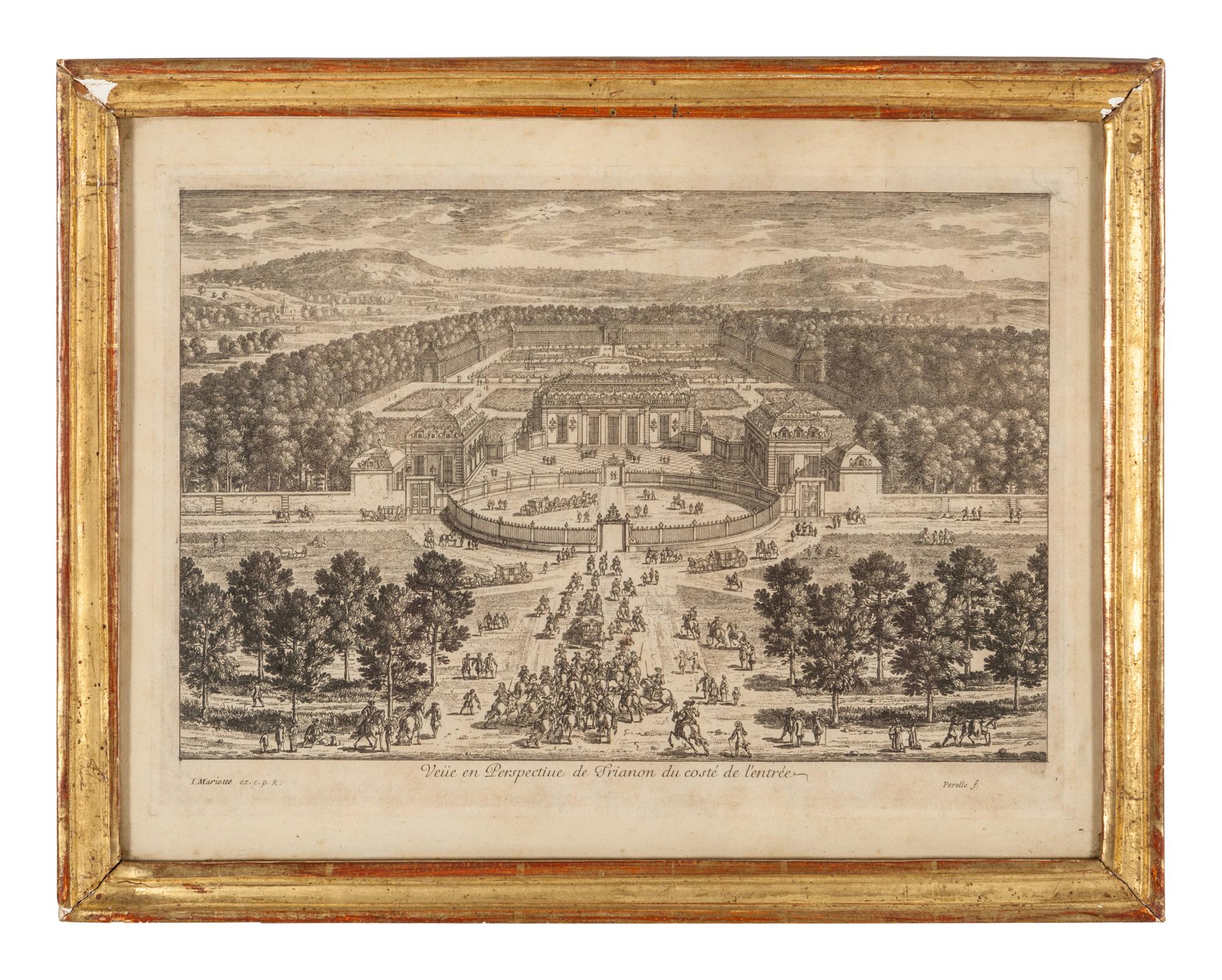 A Group of Four Framed Engravings Depicting French Gardens