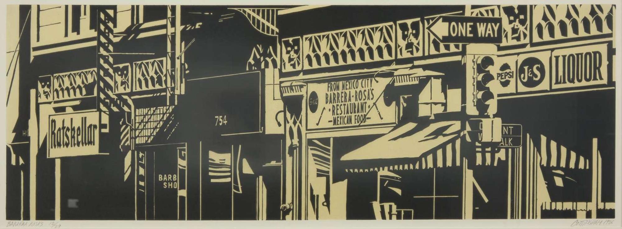 Robert Cottingham (American, b. 1935), Barrera-Rosa’s (a Suite of Three Works)