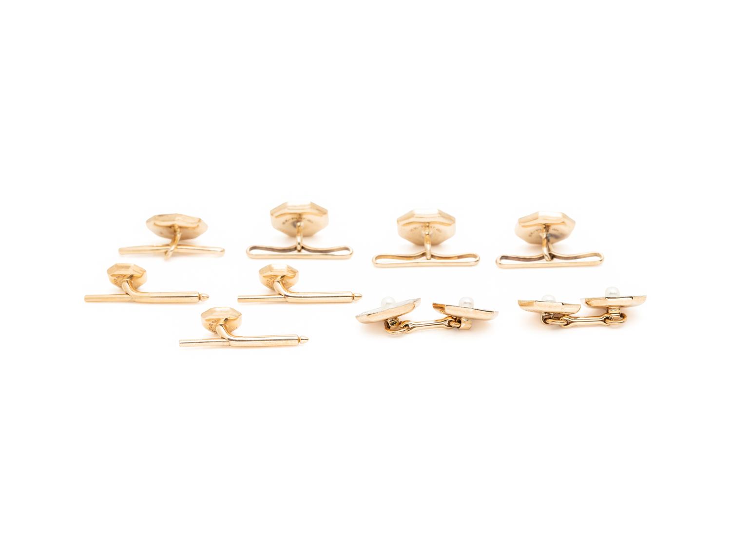 CARTIER, ART DECO, MOTHER-OF-PEARL AND SEED PEARL DRESS SET