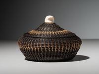 Alaskan Native Baleen Basket, with Walrus Finial
