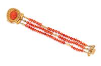 Antique, Coral Bead Multistrand Bracelet