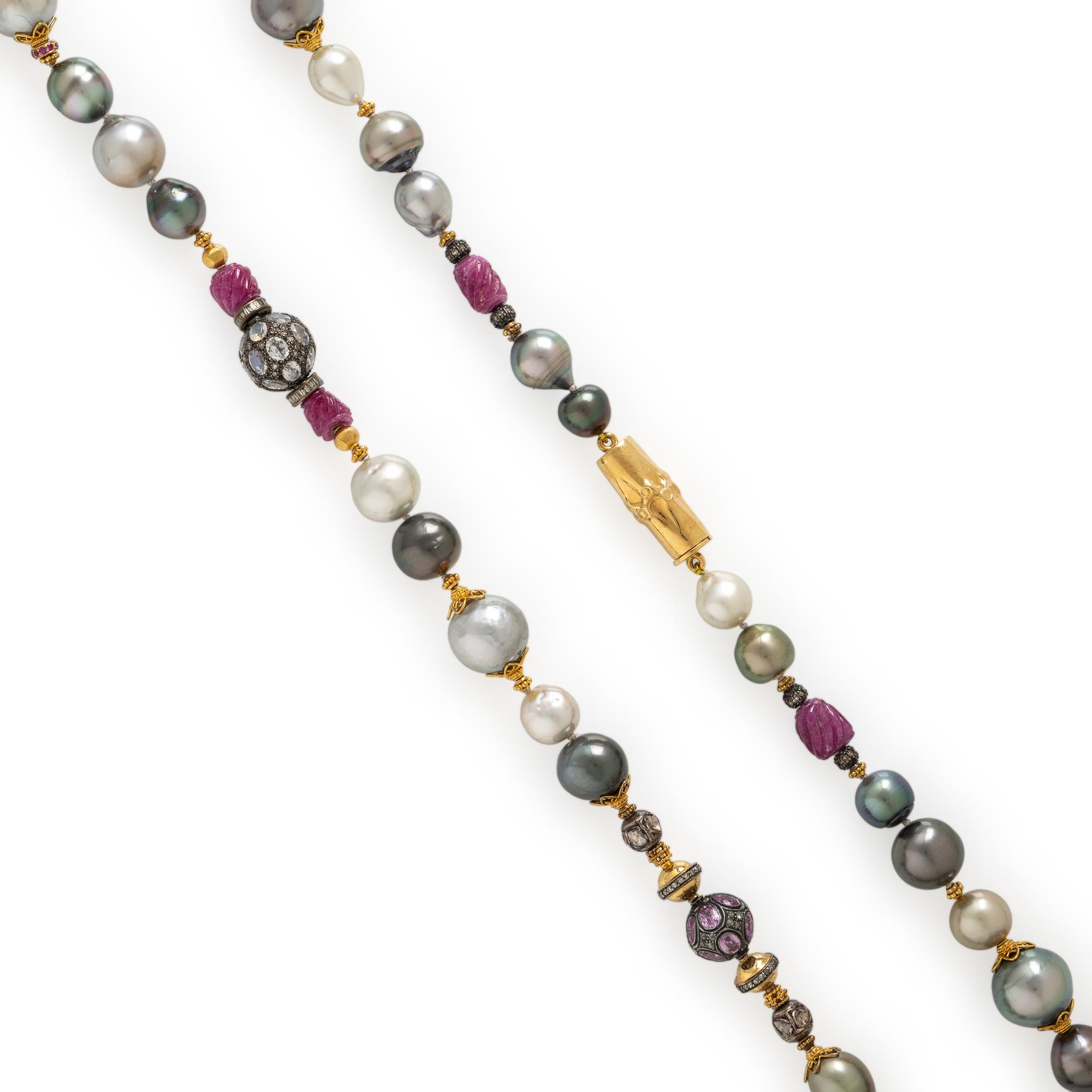 Verdura, Cultured Pearl, Diamond and Multigem Necklace
