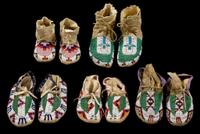 Five pairs of Sioux children's beaded moccasins alice and matilda vaulters, 1950