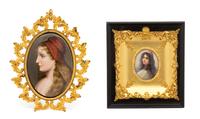 Two Painted Portraits on Porcelain in Gilt Frames — 19TH/20TH CENTURY