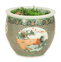 A Pair of Chinese Famille Jaune Porcelain Fish Bowls