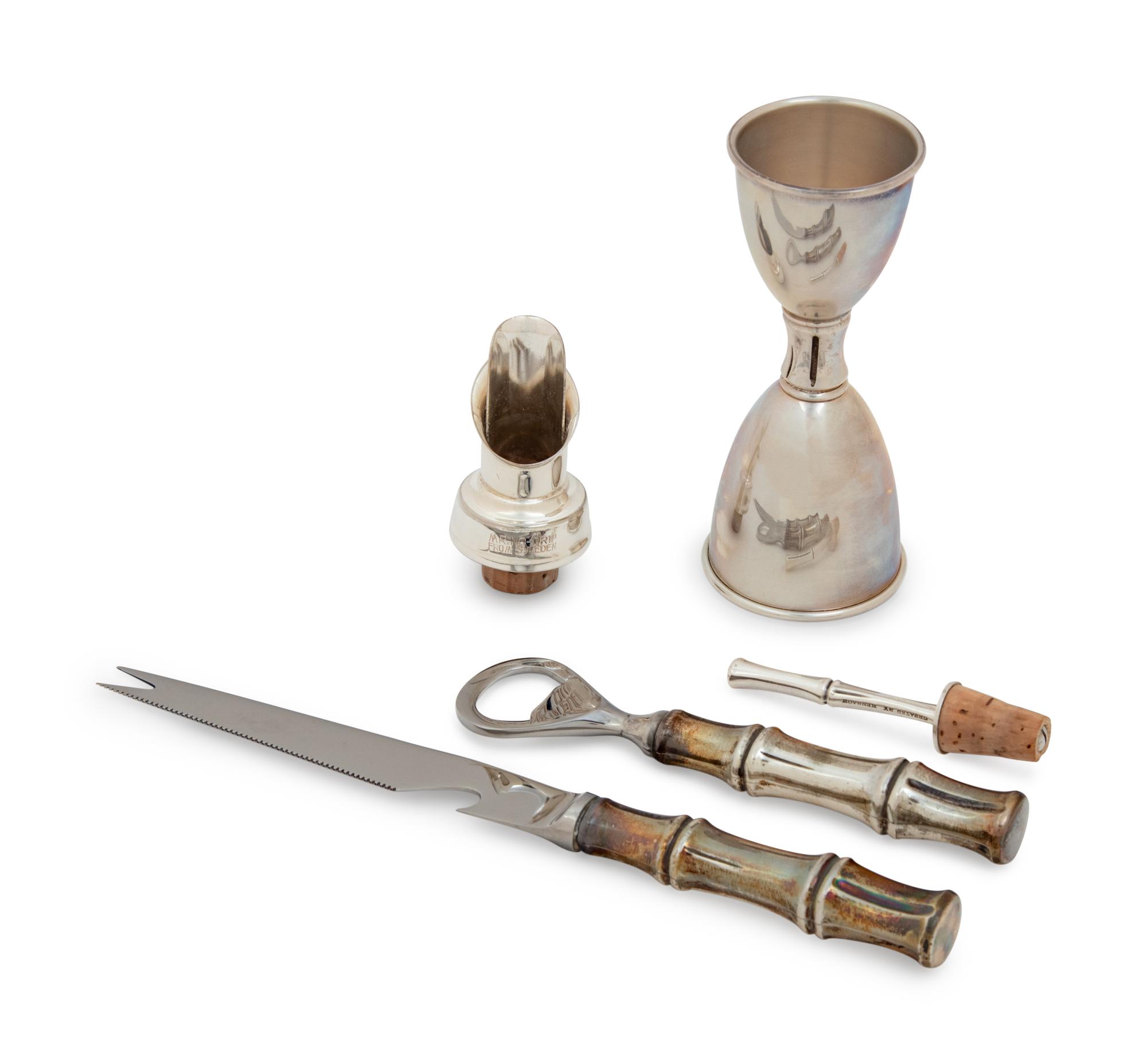 A Group of Four Tiffany & Co. Silver Bamboo Pattern Bar Articles