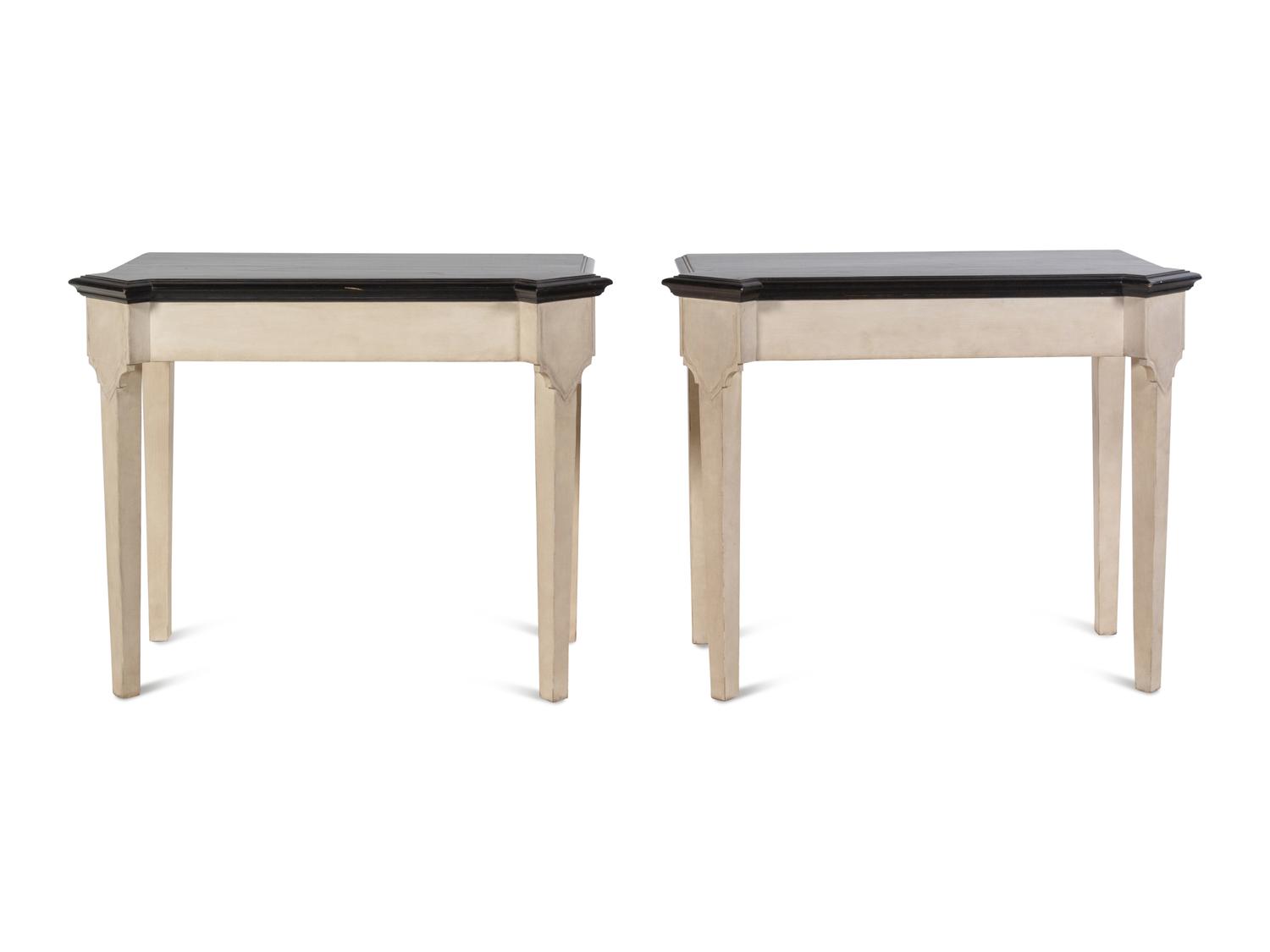 A Pair of Italian Style Painted Pier Tables